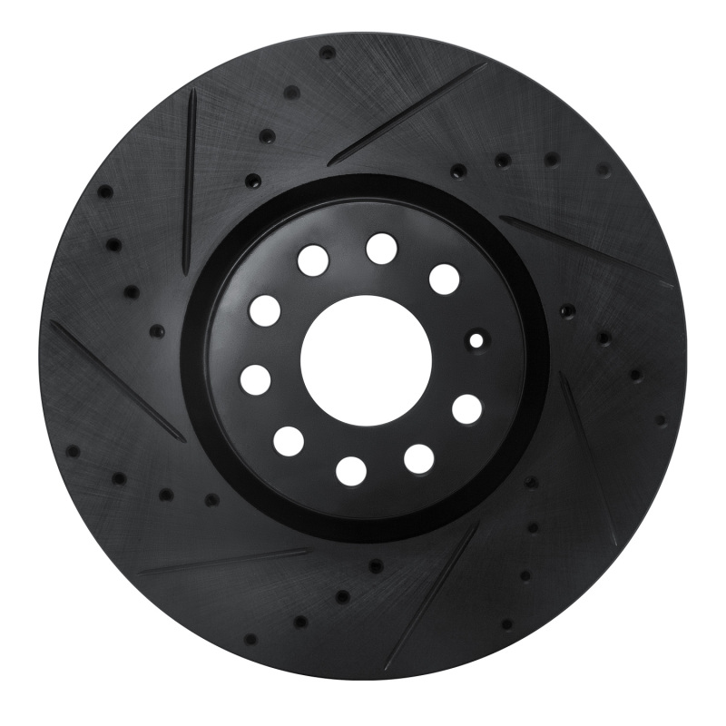 Volkswagen ATLAS Brake Rotor (1) - Front Left - R1 Concepts - Drilled & Slotted - Black - `18-`25